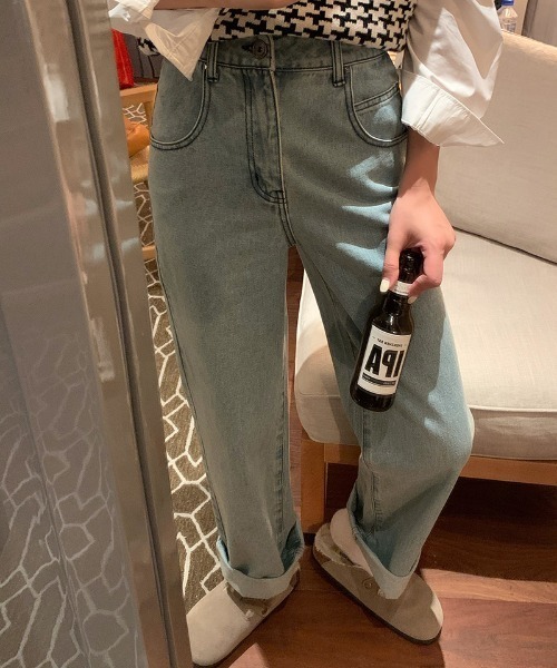 デニム・ジーパン +AMOMENTO+ DRAWSTRING POCKET PANTSLIGHT BEIGE AM23SSW02PTLG 001DPK802002_LIG_A_97418e3d-