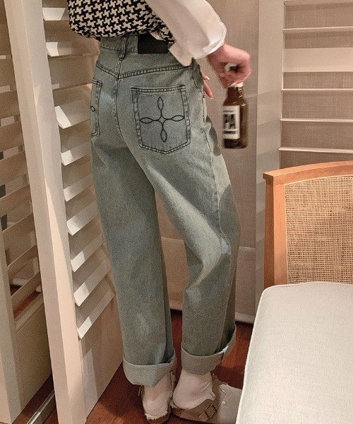 ジーンズ デニム デニムパンツ Pocket embroidery denim pants