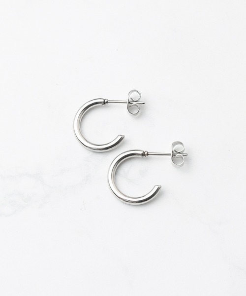NO WAY ピアス /Stainless/Half Hoop Pierce 15mm-ハーフ フープピアス 