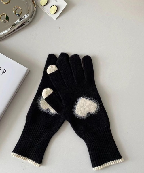 aimoha（アイモハ） 手袋 バイカラーハートファーグローブ (AW