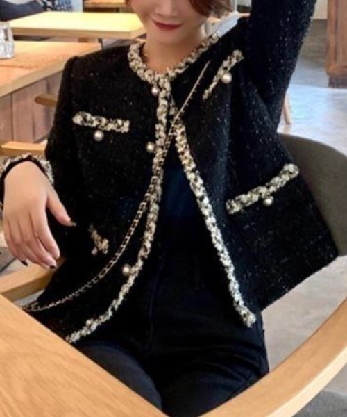 ジャケット ノーカラージャケット 「韓国オンニコーデに」ノーカラー