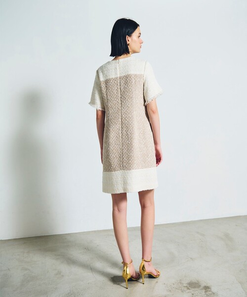 24SS♡グレースコンチネンタル ツイードコンビワンピース 36 ドッキング ツイードコンビワンピース / GRACE CONTINENTAL | GRACE CONTINENTAL