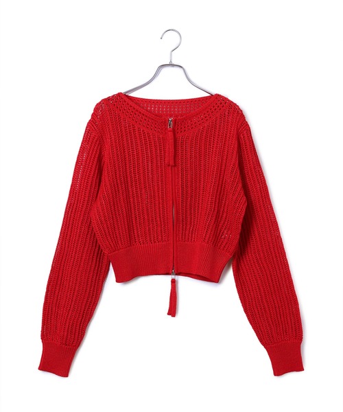 ADAM ET ROPE' カーディガン 「WEB限定」ラインメッシュニット