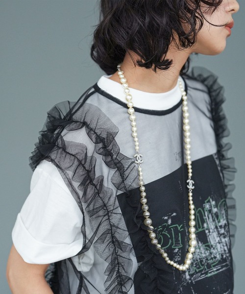 mili an deni（ミリアンデニ） ベスト ジレ チュールフリルトップス
