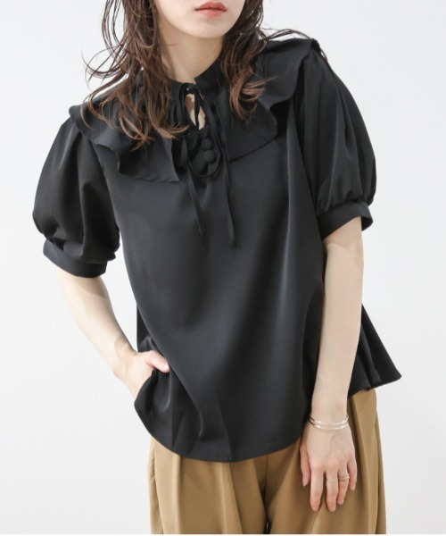 OHGA LADY ベージュ ブラウス SUGAR BISKET ブラウス シャツ ケープカラーブラウス レディース