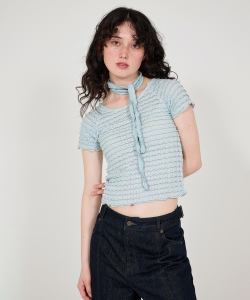 TINA：JOJUN tシャツ ストール付き コンパクトサマートップス