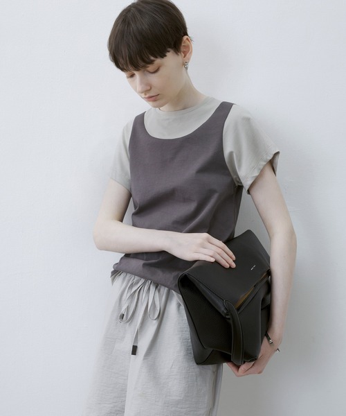 tシャツ 「tageechita」シンプル無地×レイヤード風 デザインTシャツセット レディース tageechita tシャツ 「tageechita」レイヤード風Tシャツ