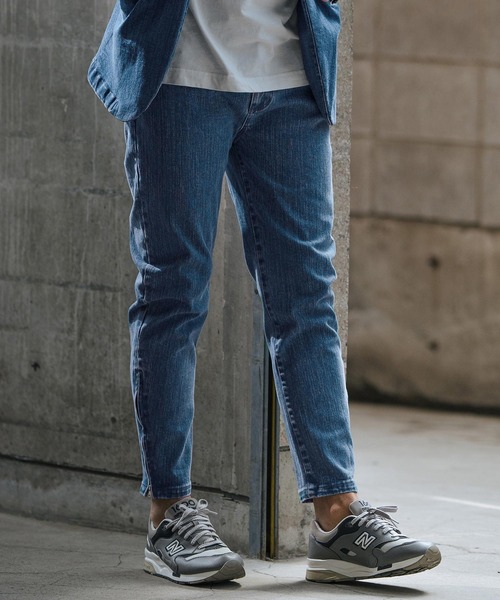 wjk reluxe ジーンズ mp12519-stretch slub denim hem zip pants