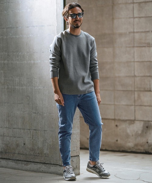 wjk reluxe ジーンズ mp12519-stretch slub denim hem zip pants