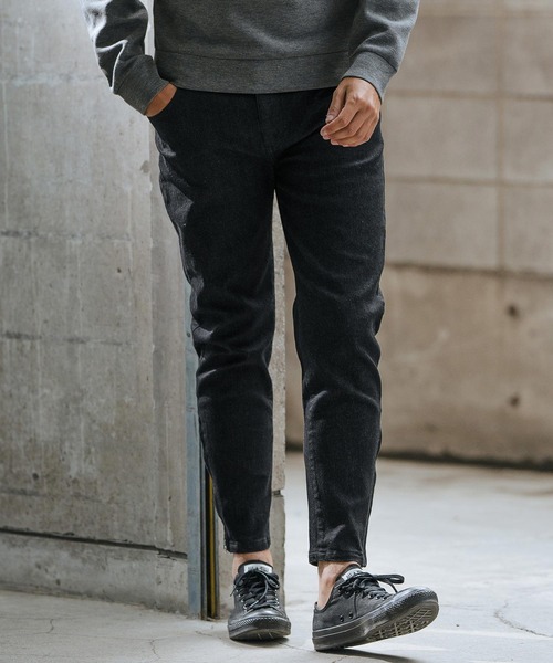 wjk reluxe ジーンズ mp12519-stretch slub denim hem zip pants