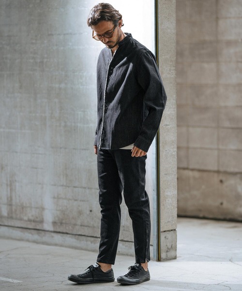 wjk reluxe ジーンズ mp12519-stretch slub denim hem zip pants
