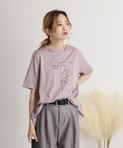 ブローディア BRODIAEA 極サラコットンフラワープリント半袖Tシャツ （ライトグリーン） ブローディア BRODIAEA 極サラコットンフラワープリント半袖T