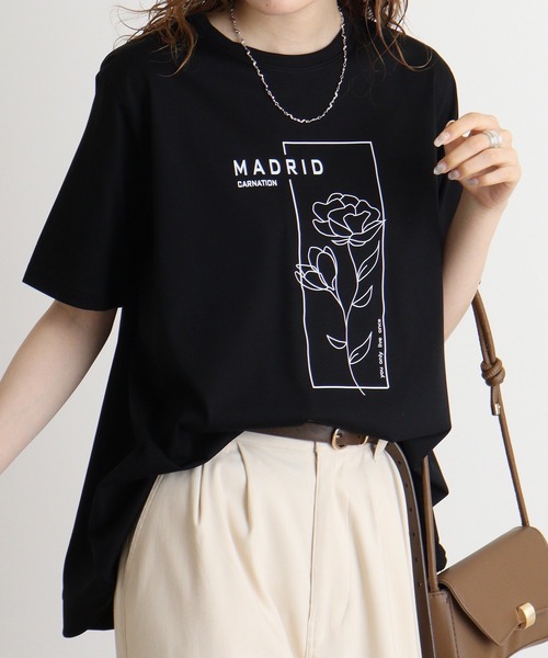 tシャツ BRODIAEA フラワー線画プリント 極サラTシャツ