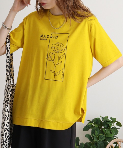 tシャツ BRODIAEA フラワー線画プリント 極サラTシャツ