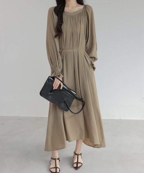 オフショルダー ベージュ ロングワンピース ワンピース オフショルダー長袖ロングワンピース : ZOZOTOWN Yahoo!店