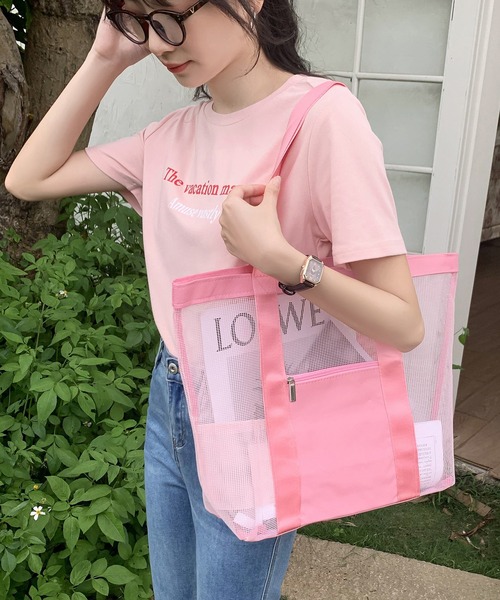 トートバッグ 配色 メッシュトート レディース : ZOZOTOWN Yahoo