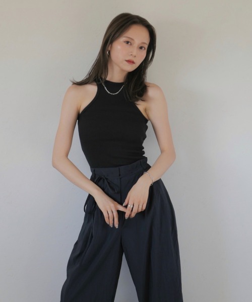 タンクトップ ノースリーブ カーブアメリカンスリーブタンクトップ／curve american sleeve tanktop ノースリーブ クルーネッ