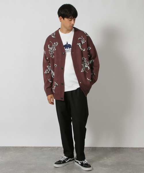 09品です LAKOLE（ラコレ） カーディガン リーフモチーフ柄カーディガン/146466