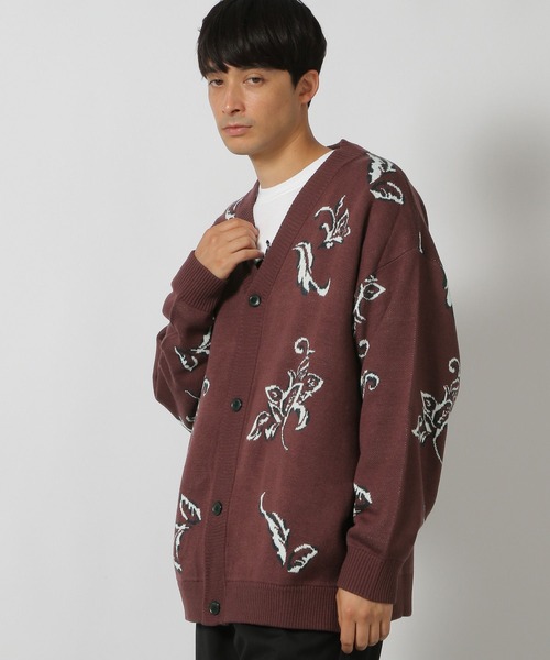 09品です LAKOLE（ラコレ） カーディガン リーフモチーフ柄カーディガン/146466