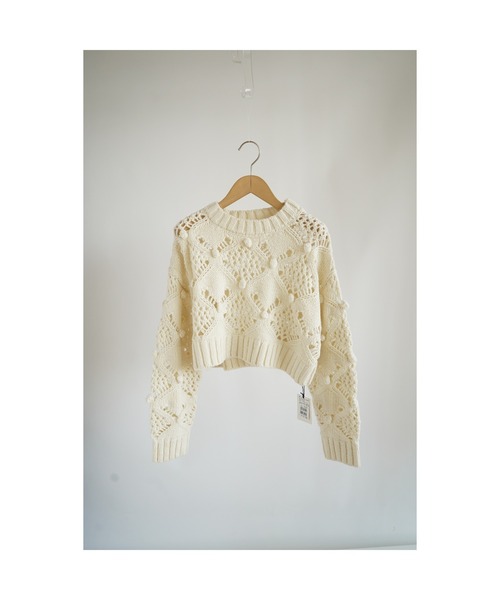 ニット セーター Pompom crew neck knit レディース BLACKUP ニット セーター 「MADE」 ケンニガーザードシースルー