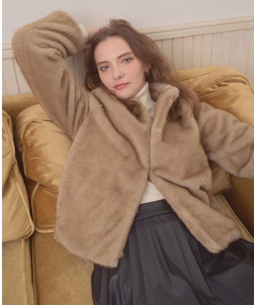 Meline M. ブルゾン アウター Eco fur coat エコファーコート