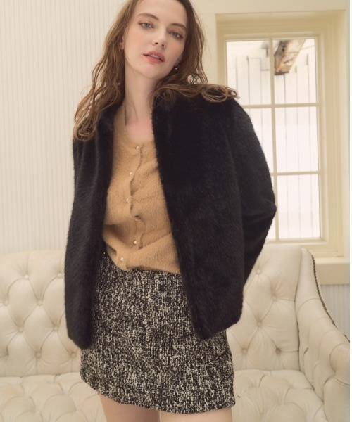 Meline M. ブルゾン アウター Eco fur coat エコファーコート