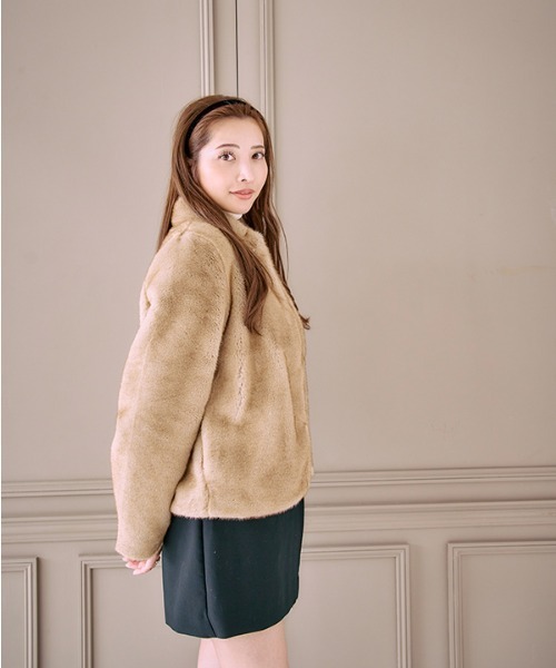 Meline M. ブルゾン アウター Eco fur coat エコファーコート