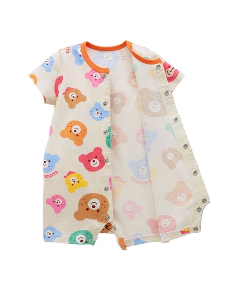 HOT BISCUITS ベビー服 ロンパース カラフルビーンズ 総柄ショート