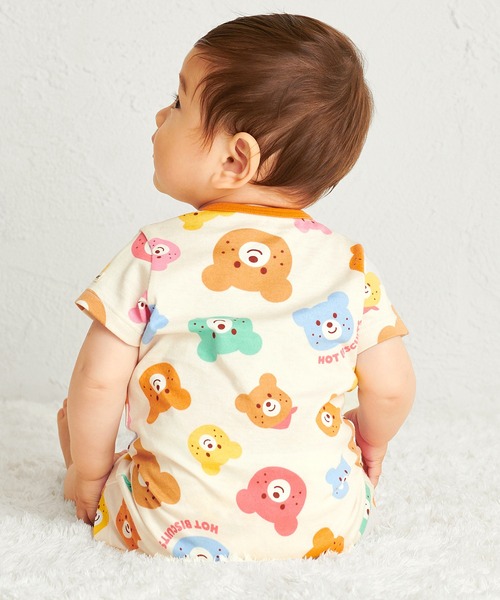 HOT BISCUITS ベビー服 ロンパース カラフルビーンズ 総柄ショート