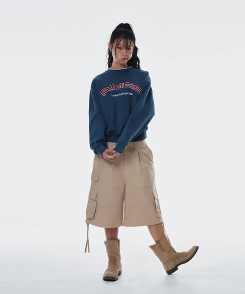 ★AMES-WORLDWIDE★LAYERED NECK SWEATSHIRT PINK★正規品/人気 AMESーWORLDWIDE トレーナー スウェット A'GEM/9 × .kom