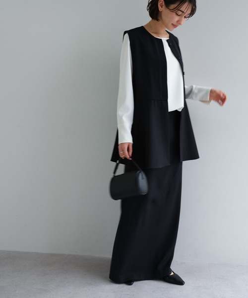 evernavy ベスト ジレ ペプラム ベスト レディース : ZOZOTOWN Yahoo