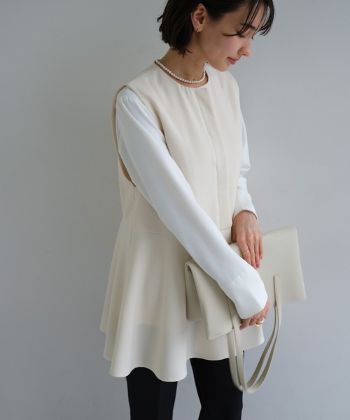 【美品】短時間のみ使用　SHIPS ホワイト　ペプラムベスト　ジレ evernavy ベスト ジレ ペプラム ベスト レディース : ZOZOTOWN Yahoo