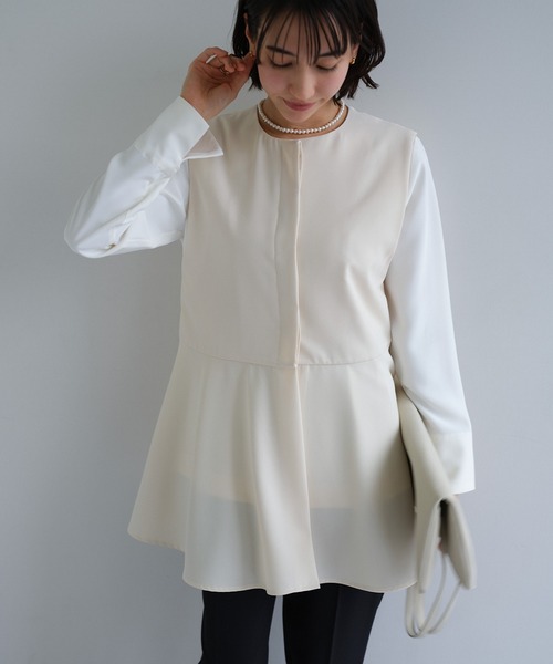 evernavy ベスト ジレ ペプラム ベスト レディース : ZOZOTOWN Yahoo