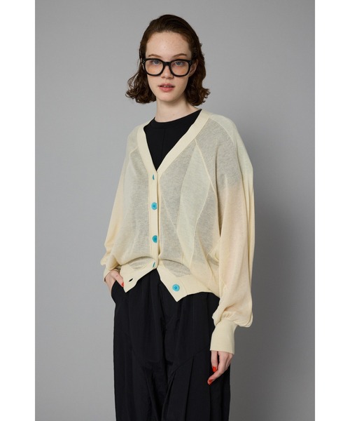 カーディガン カラーブロックシアーカーディガン レディース HeRIN.CYE カーディガン Color block sheer cardigan カラー