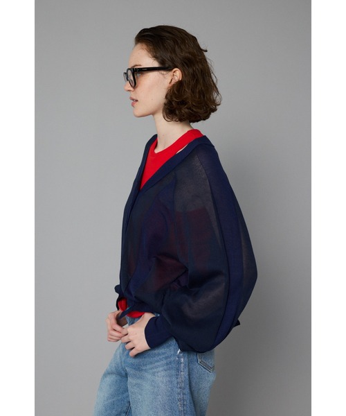 カーディガン シアーブロックカーディガン レディース HeRIN.CYE カーディガン Color block sheer cardigan カラー