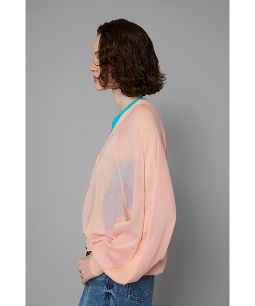 カーディガン シアーブロックカーディガン レディース HeRIN.CYE カーディガン Color block sheer cardigan カラー