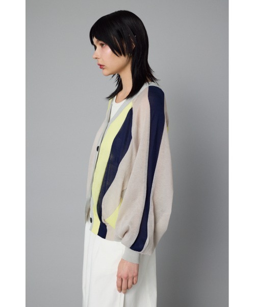 カーディガン シアーブロックカーディガン レディース HeRIN.CYE カーディガン Color block sheer cardigan カラー