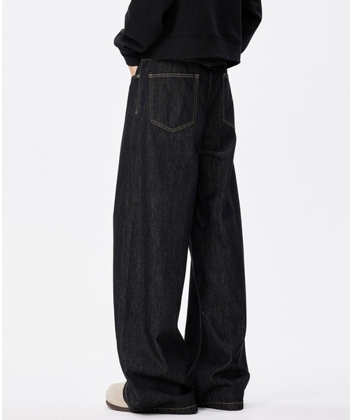 ジーンズ メンズ ウオッシュデニム ポケット ワイドレッグ ワンフォークロージング 1111clothing デニムパンツ メンズ