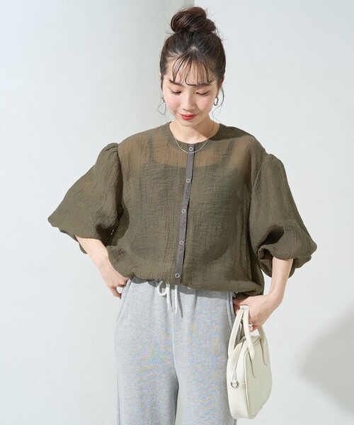 ブラウス シャツ 限定展開　ワッシャー ドローコード スナップボタン ブラウス レディース | FREAK'S STORE | 11