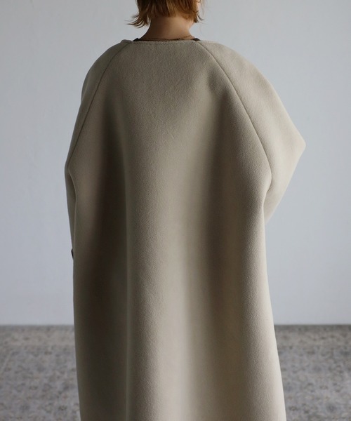 「Riberry」 ノーカラーコート MEDIUM チャコールグレー レディース_画像7