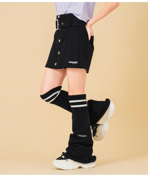 くらしを楽しむアイテム ANAP GiRL キッズ スカパン ベルト付 ストレッチツイル スカート トップス