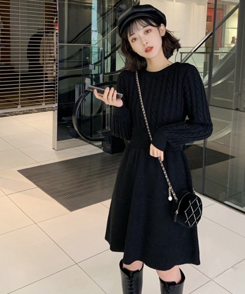 「Miniministore」 ニットワンピース フリー ブラック レディース_画像3