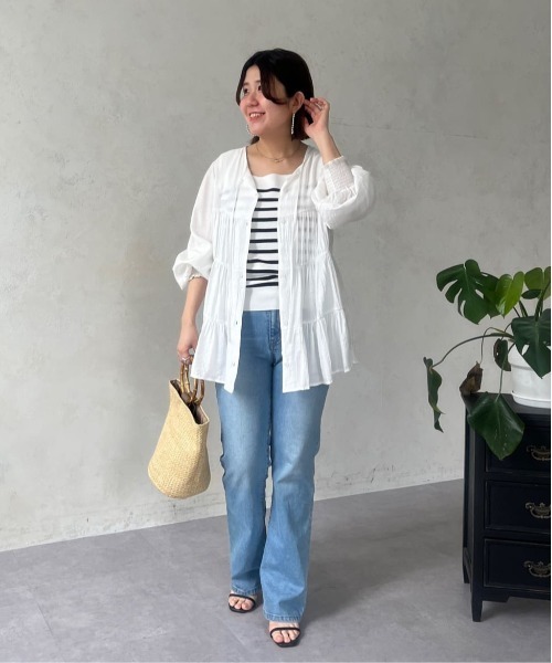 Chez toi ／ 3wayティアードチュニックブラウス／オフホワイト Chez toi ブラウス シャツ 「ITAMI企画」3WAYティアード
