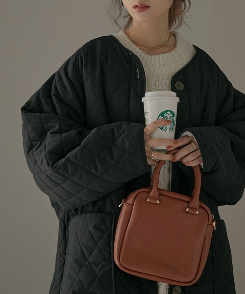 「Fashion Letter」 ノーカラーコート M カーキ レディース_画像2