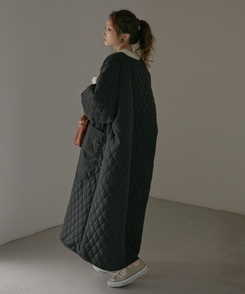 「Fashion Letter」 ノーカラーコート M カーキ レディース_画像6