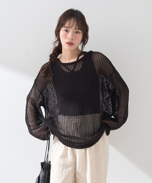 アースミュージックエコロジー　２点セット　タンクトップ　プルオーバ earth music&ecology tシャツ SET2点メッシュプルオーバー＋
