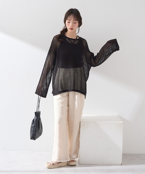 アースミュージックエコロジー　２点セット　タンクトップ　プルオーバ earth music&ecology tシャツ SET2点メッシュプルオーバー＋