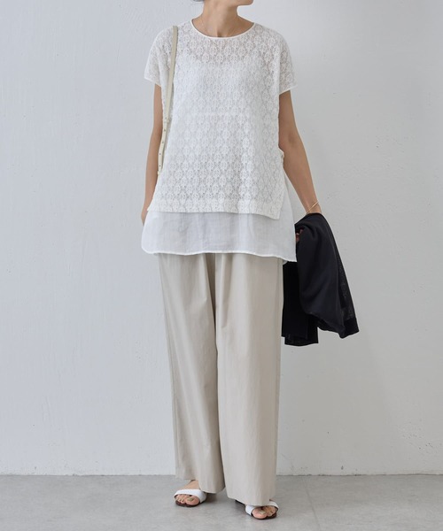 【中古】BEARDSLEY ビアズリー トップス  ノースリーブ ニット素材 レディース フリーサイズ BEARDSLEY ビアズリー刺繍ノースリーブトップス ホワイト FREE