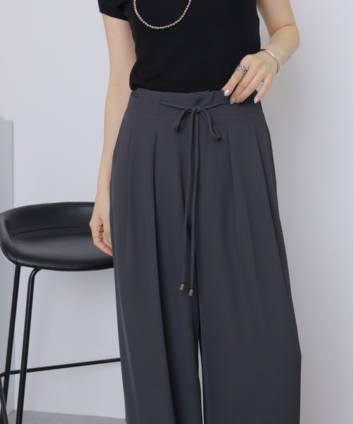 ワイドパンツ パンツ double tuck belted wide pants /ダブルタック