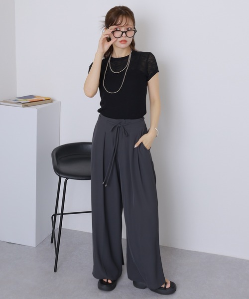 ワイドパンツ パンツ double tuck belted wide pants /ダブルタック